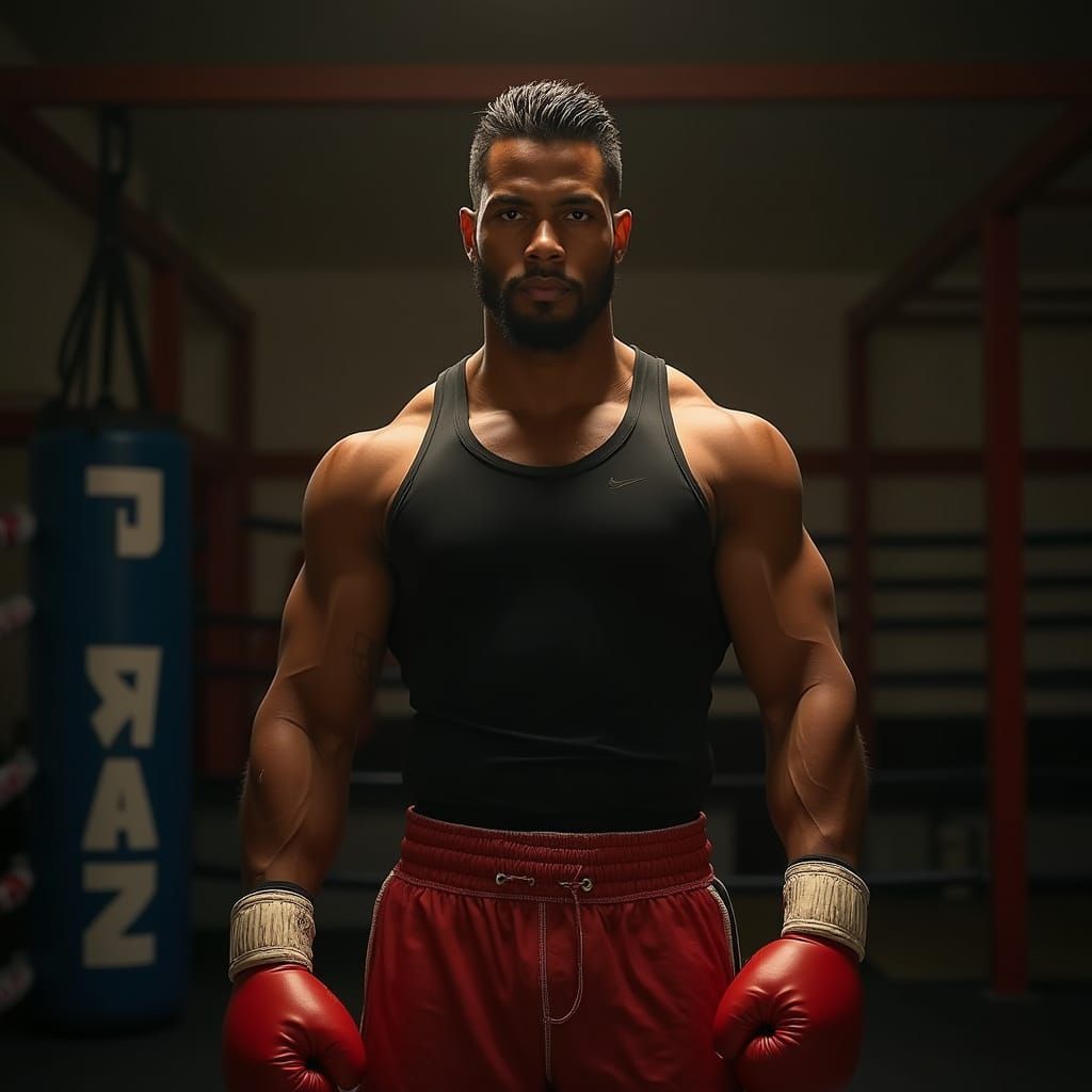 Hyper-Realistic Portrait of a Muscular African American Man