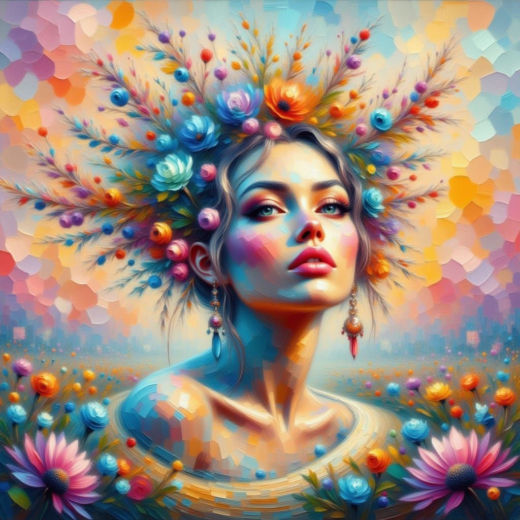 <lora:Impasto styleS:1.0> <lora:Gritt:1.0> <lora:Virtua-Impasto:1.0> <lora:Impasto Oil painting:1.0> . Airbrush, Dadaism...