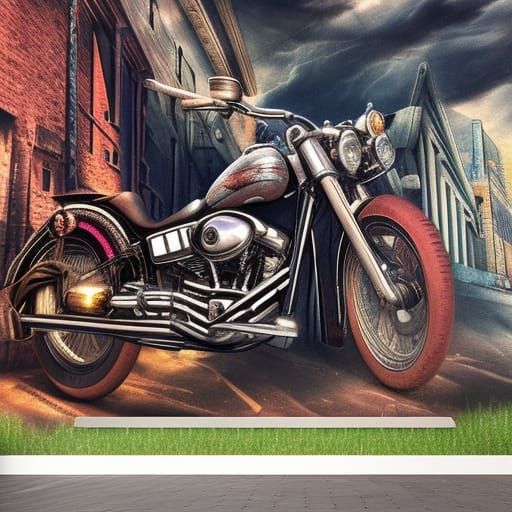Harley Davidson 3D Graffitti Art