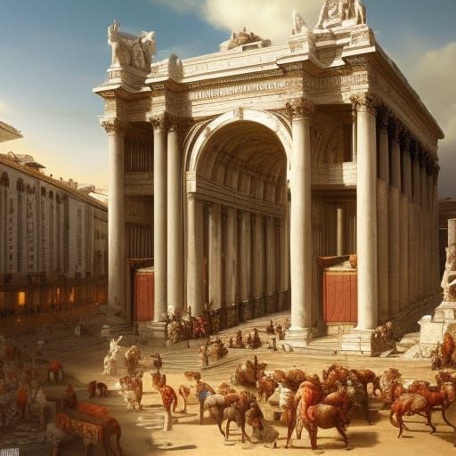 Grand Entrance to Roman Market: Digital Matte Painting
