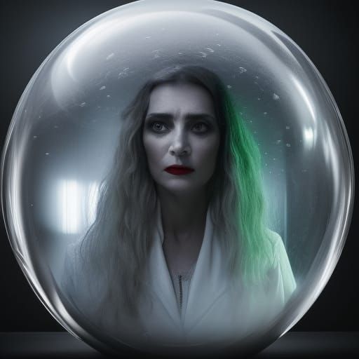 Woman in Bubble: Hyperrealistic Concept Art