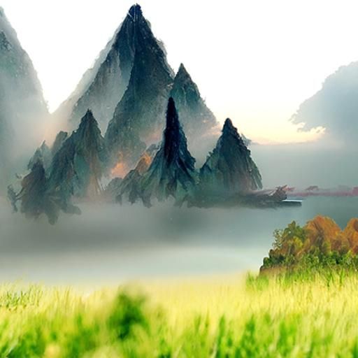 Misty Mountain Sunset Landscape
