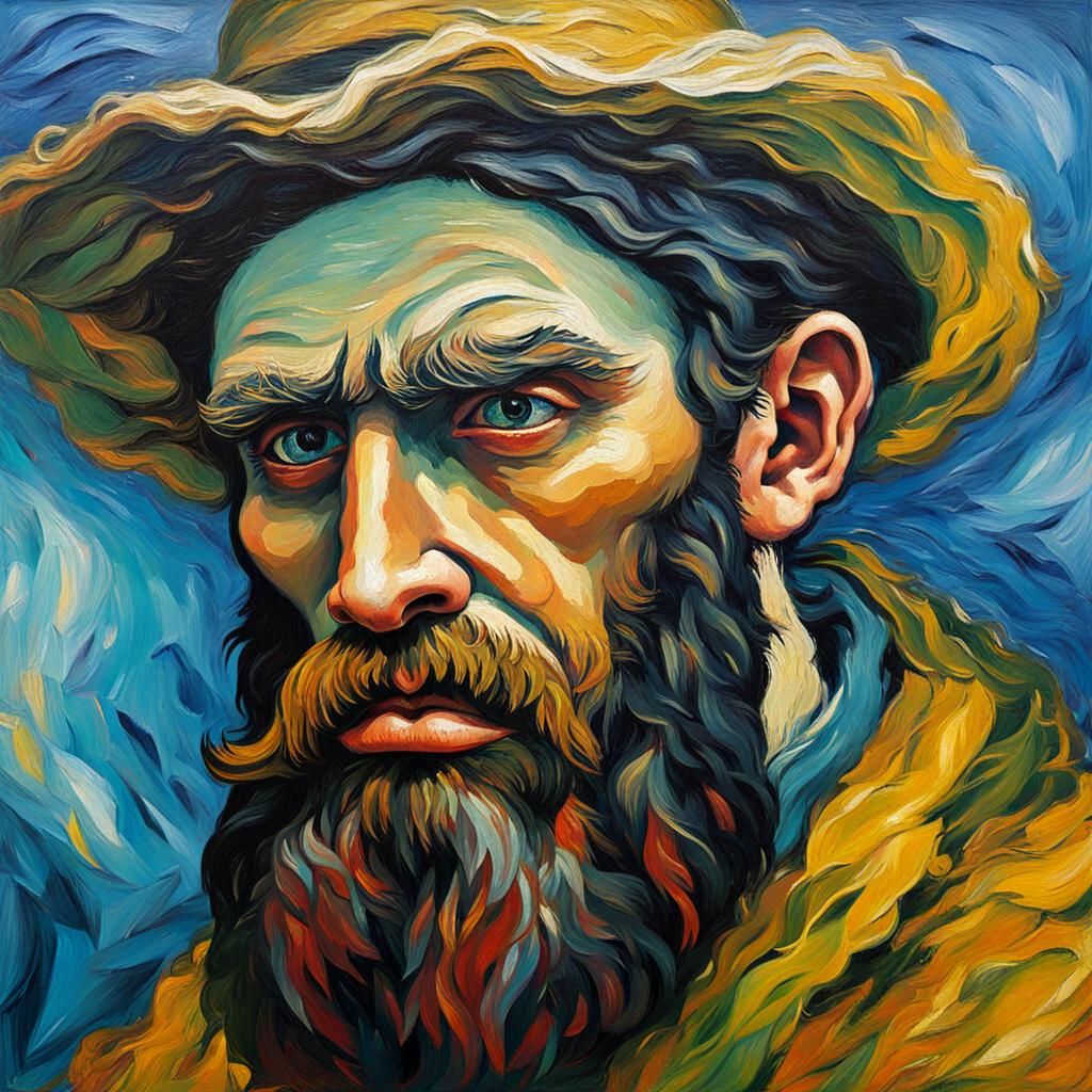 Angry Pharisee Portrait in Post-Impressionist Style
