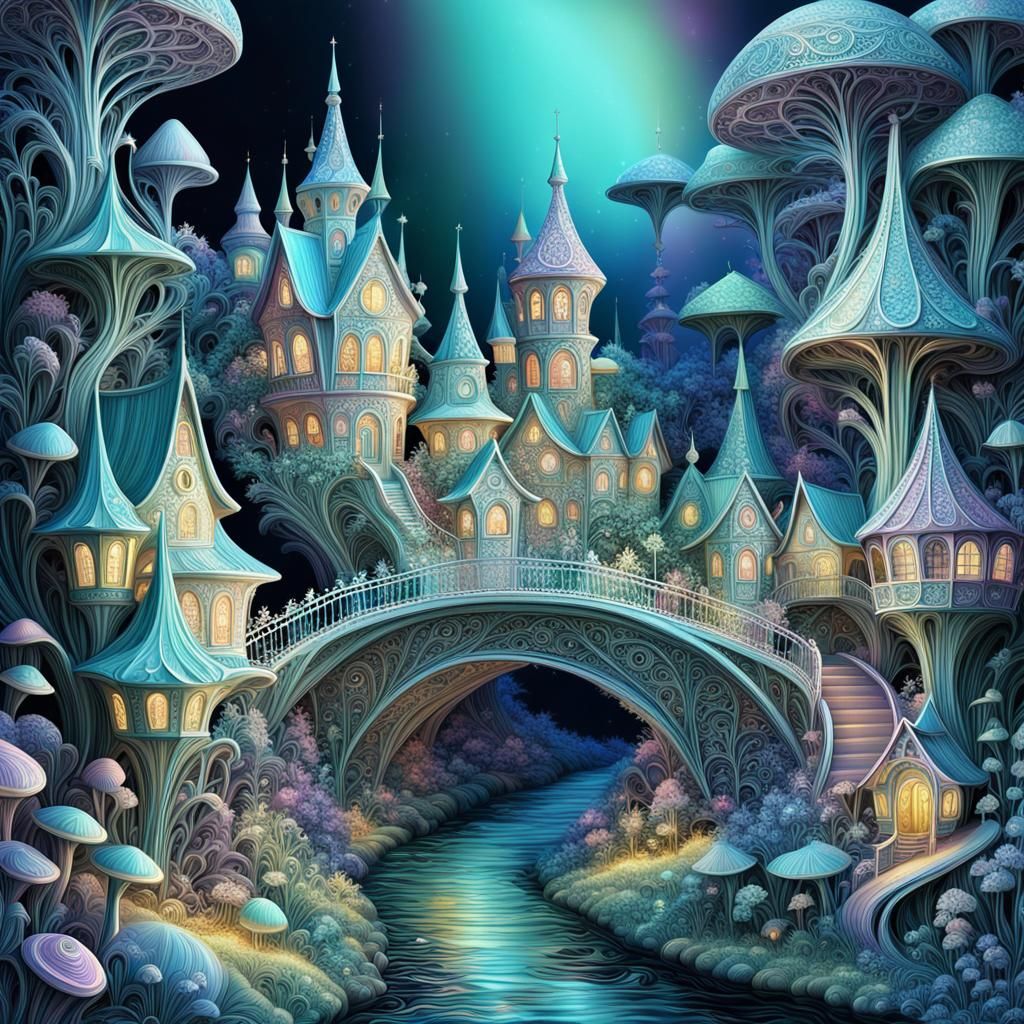 Faberge Style Fairy Village with Intricate Details