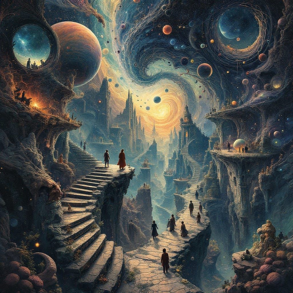 Mystical Realm of Intersecting Dimensions as Surreal Art