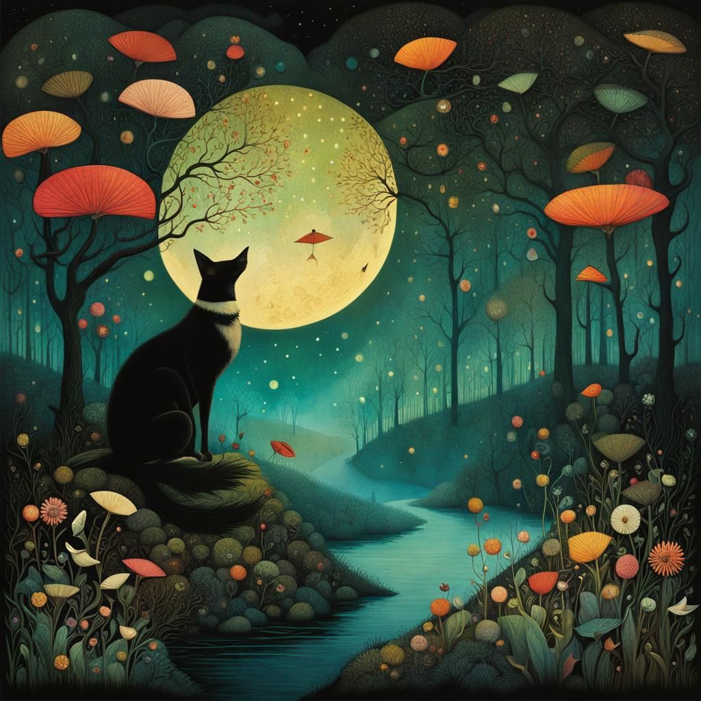 Night-Scented Stock in Whimsical Collage Style