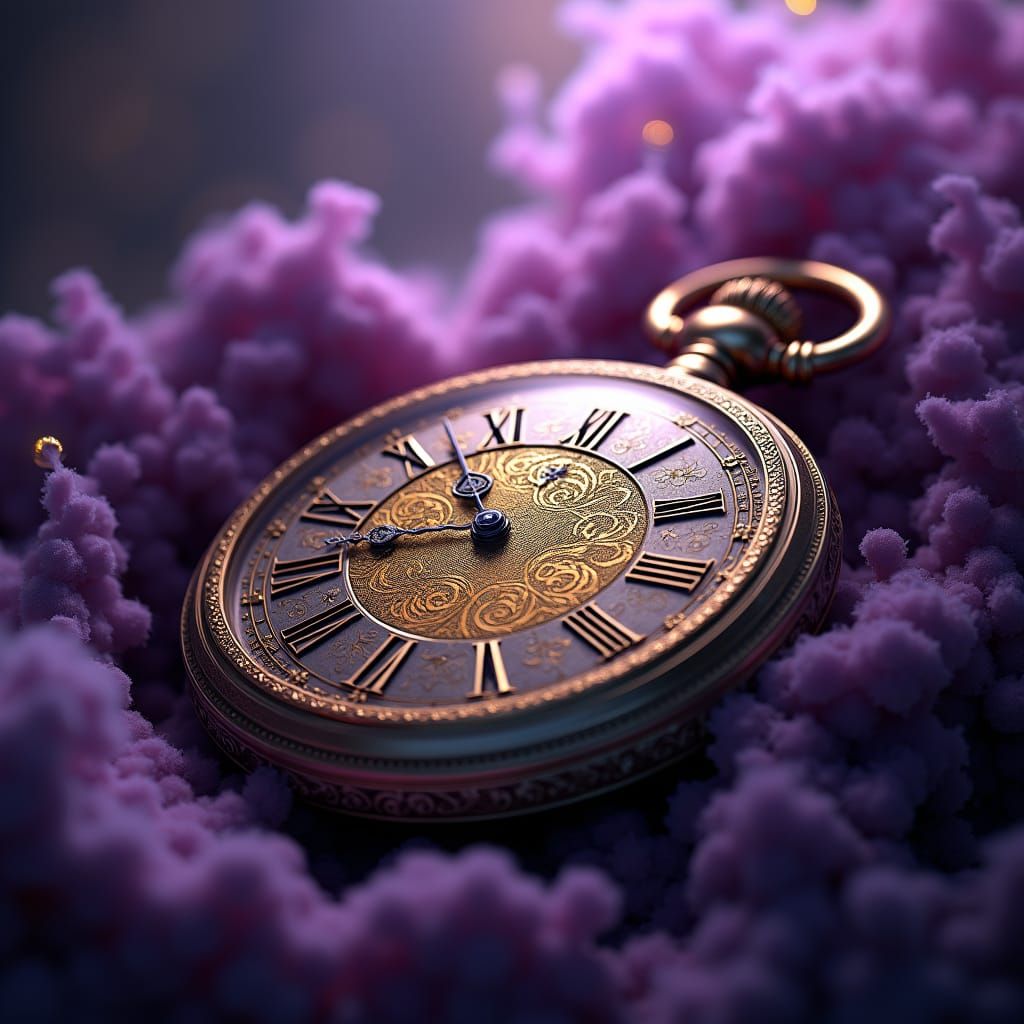 Mystical Pocket Watch Face in Dark Fantasy Style