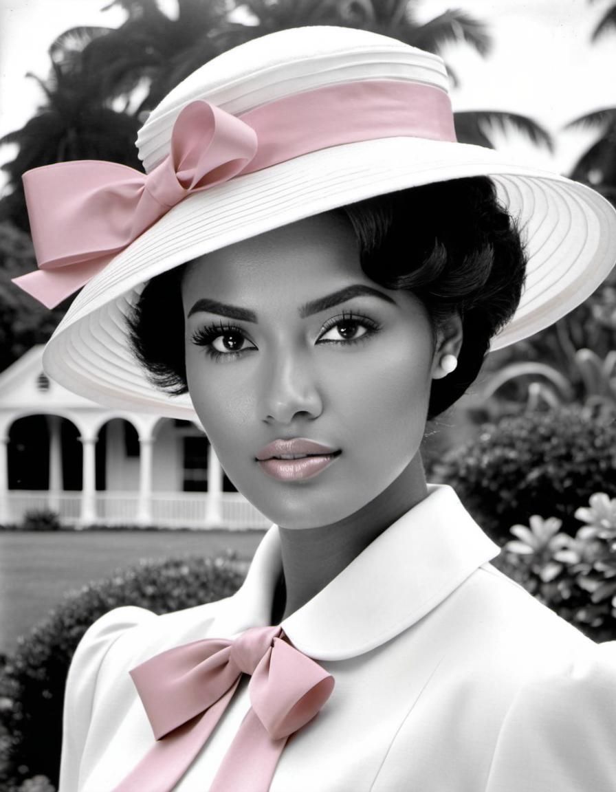 Indonesian Woman in Colonial Garden: Vintage Sepia Photograp...