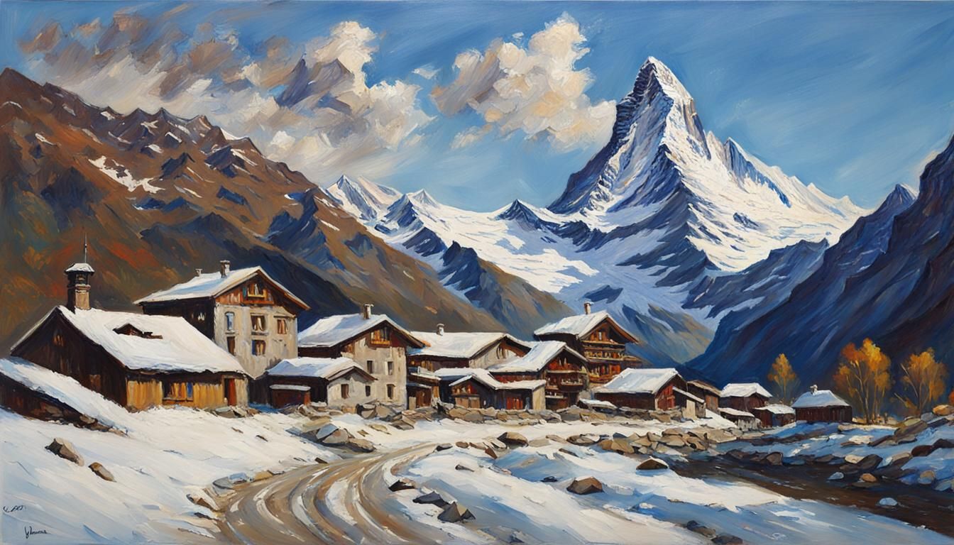 Matterhorn Peak in Oil Painting Style