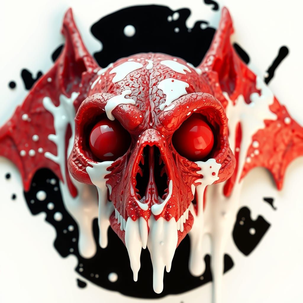 Red Bat Skull Meltdown in 3D Anime Style