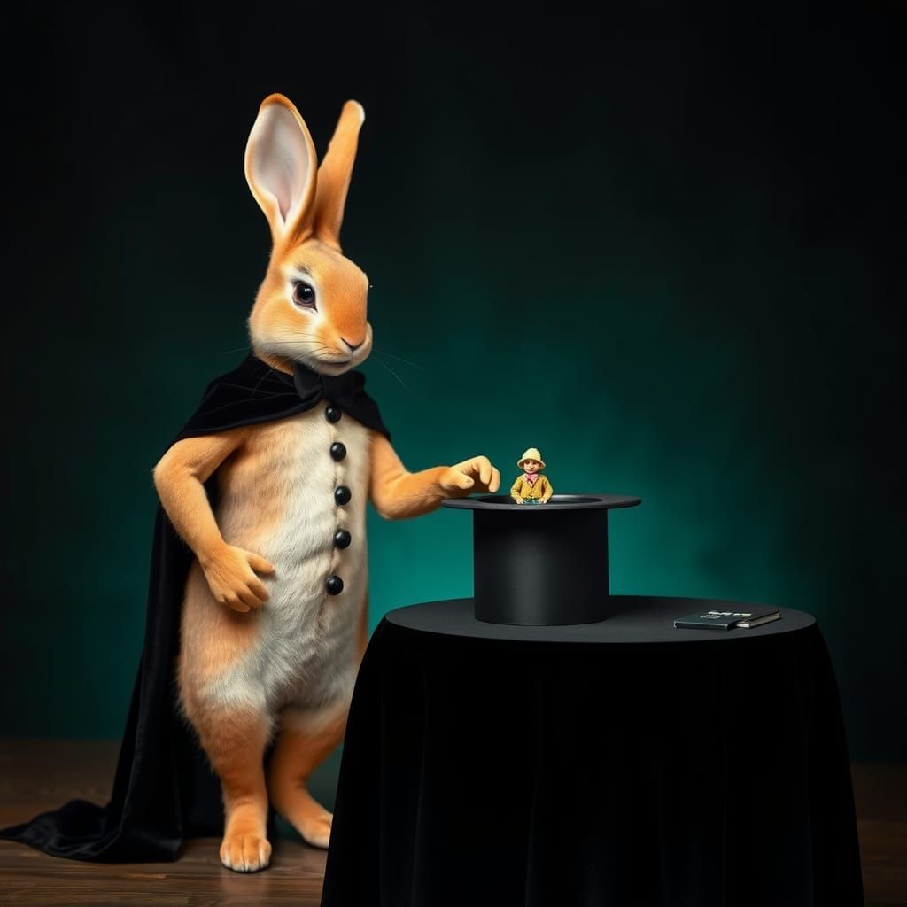 Rabbit Magician Pulling Person From Hat