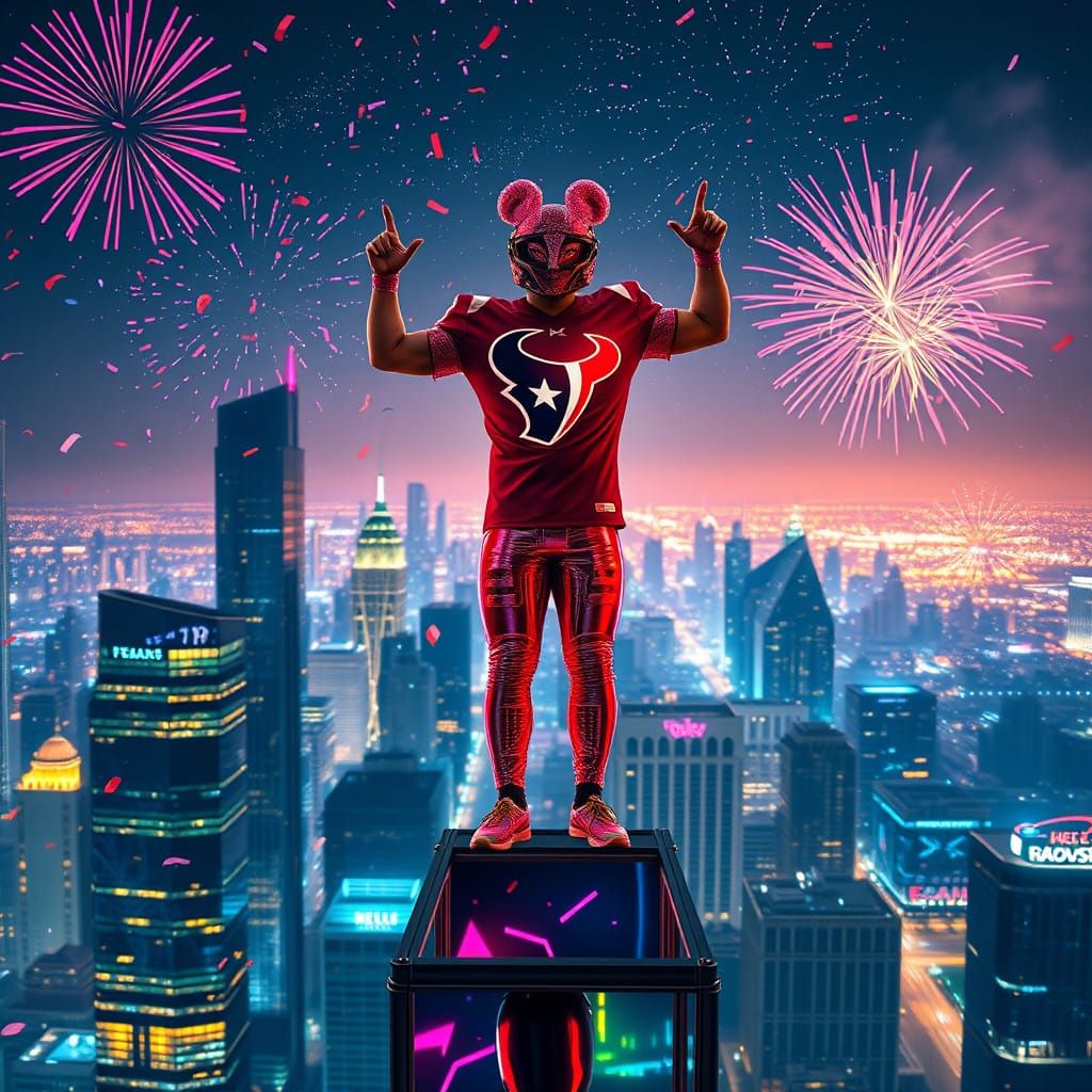 Cyberpunk Texan Hero Dominates New Year's Eve in Shimmering....