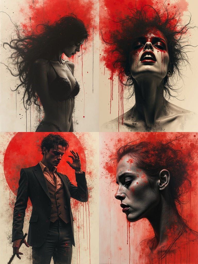 Chaotic Charcoal Drawing in Lyrical Abstraction Style