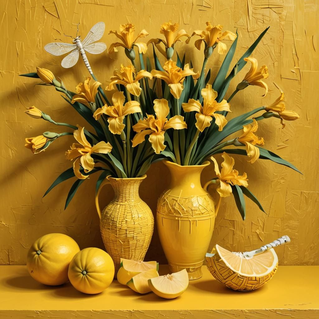 Monochromatic Still Life in Trapunto Art Style