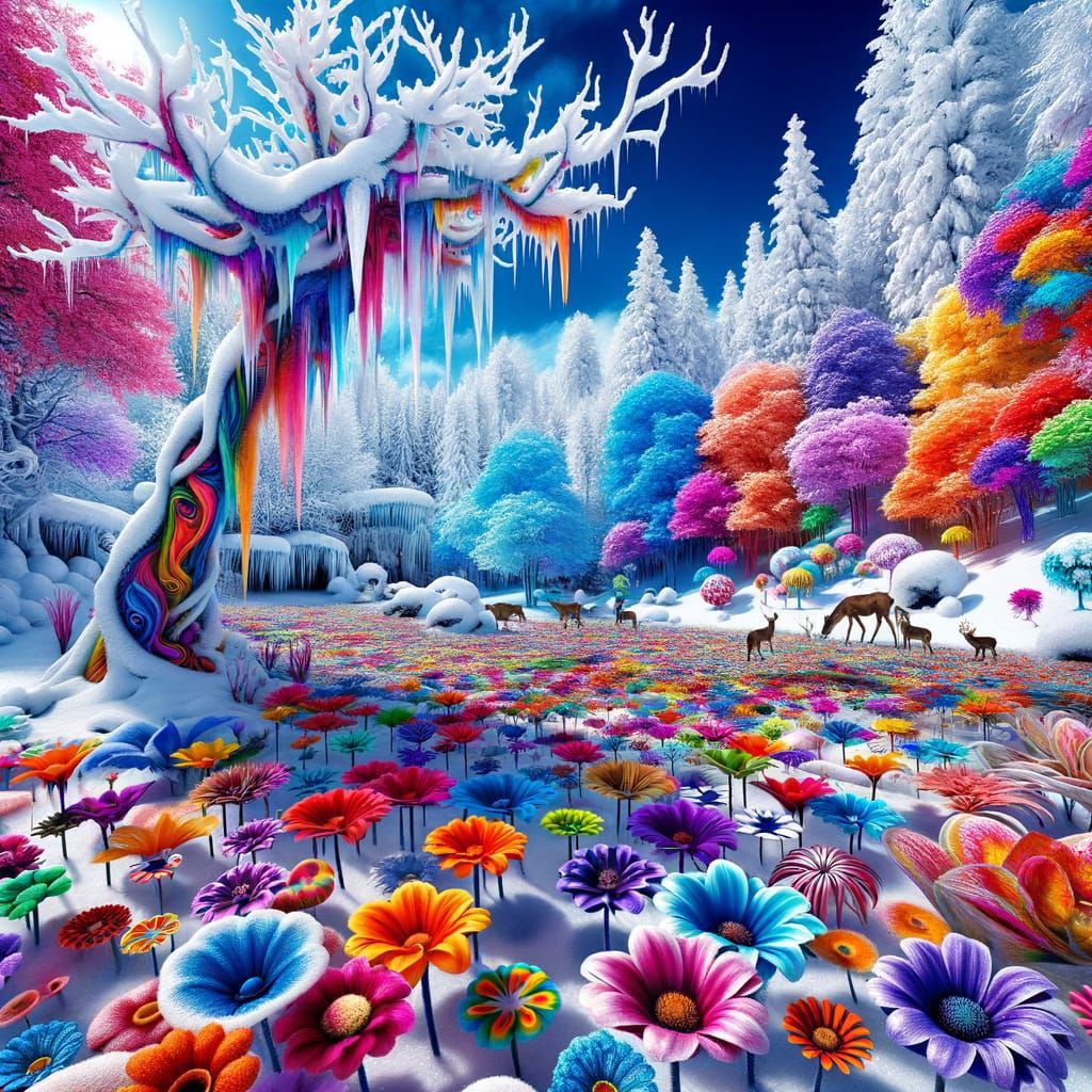 Psychedelic Winter Wonderland: A Colorful AI Dreamscape
