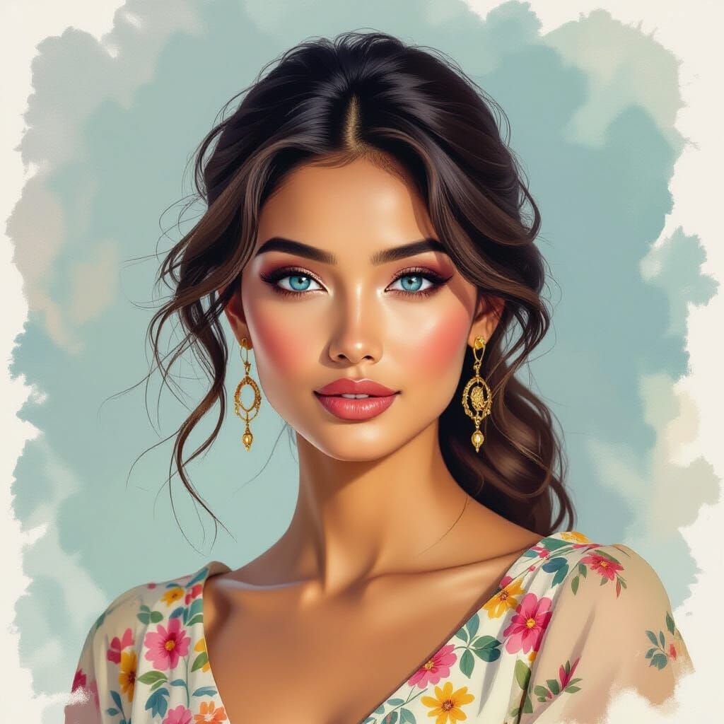 Indonesian Woman Portrait in Impressionistic Style