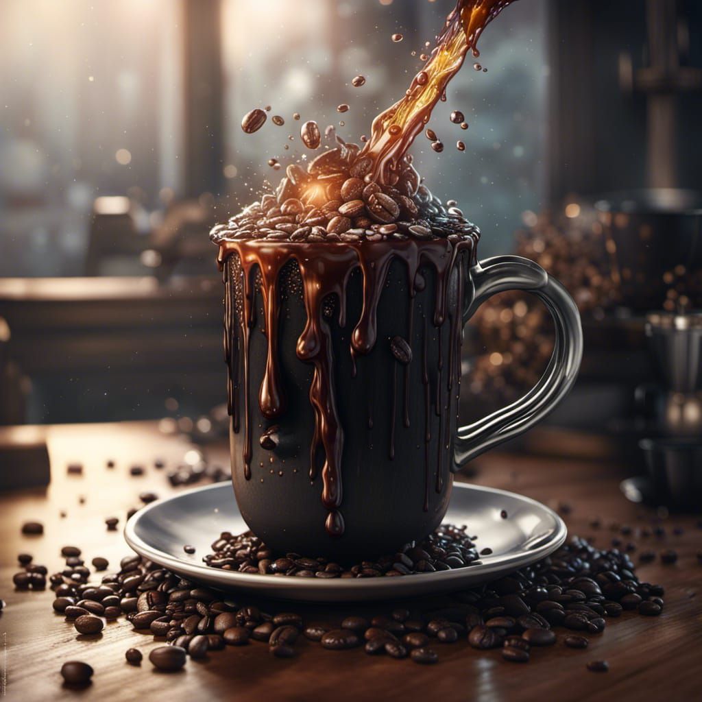 Magic Black Coffee: Detailed Matte Painting in 8k