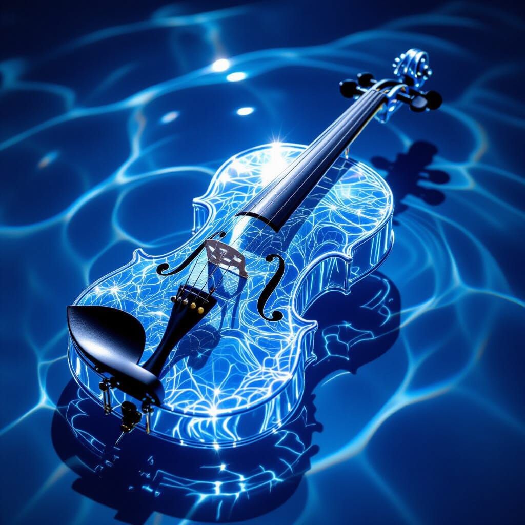 Water Violin with Moonlight Strings in Ethereal Art Style