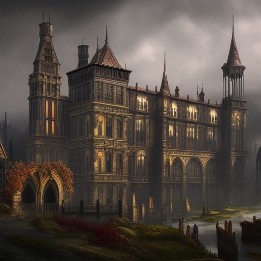 Gothic Victorian Workhouse: Detailed Fantasy Art