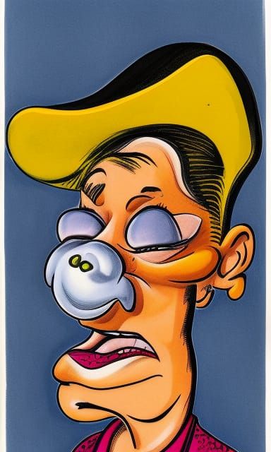 Humorous Caricature Portrait with Exaggerated Features