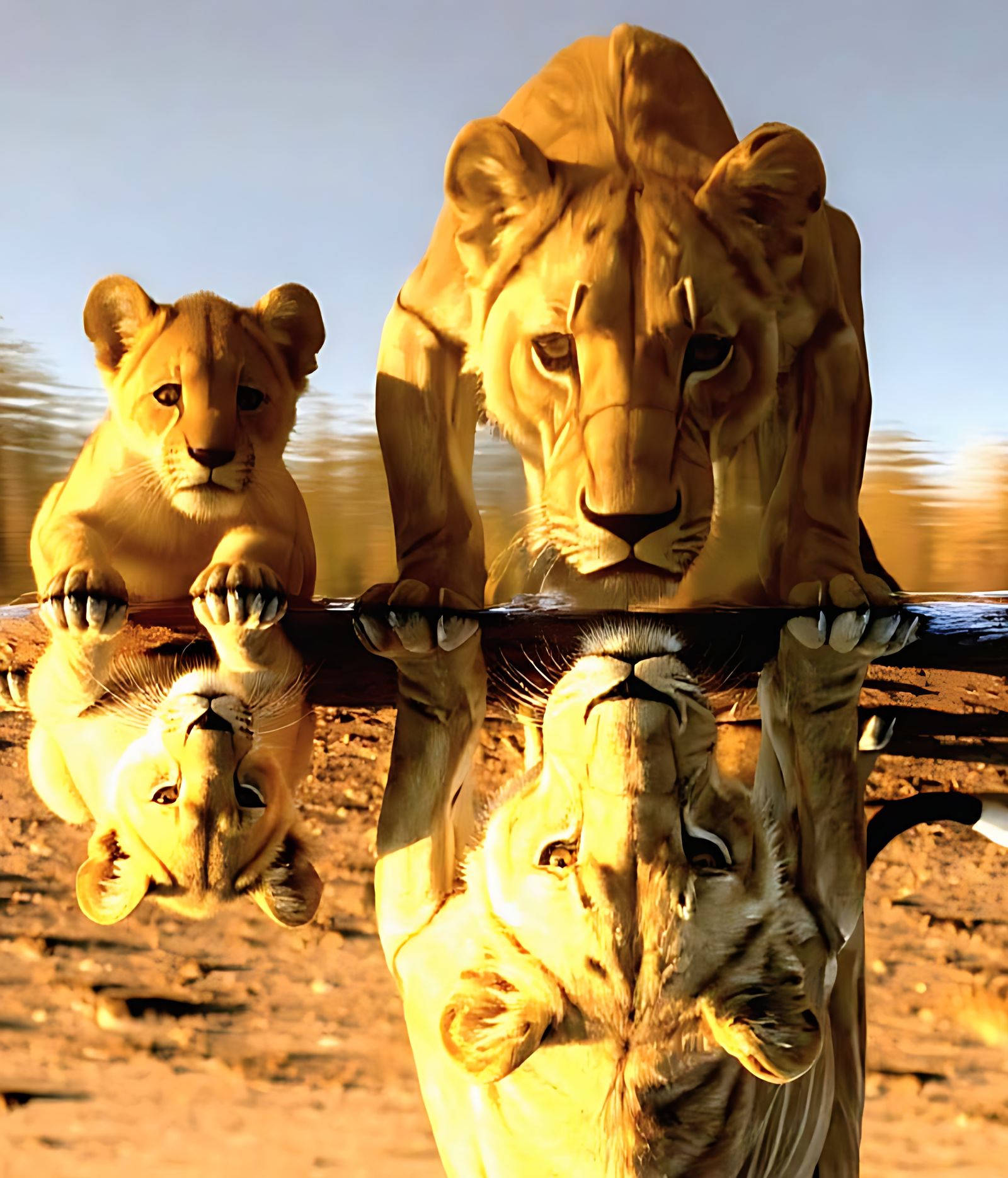 Lion Cub's Reflection: A Majestic Pride Queen