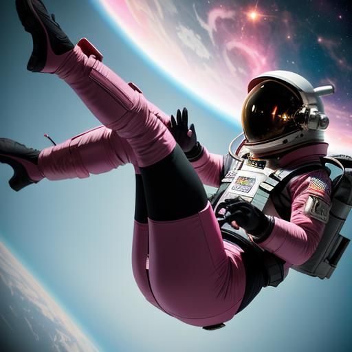 Astronaut Plunging to Earth in Hyperrealistic Style