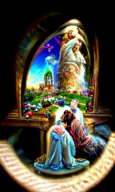 Urantia and Morontia Pray: Hyperrealistic Digital Art