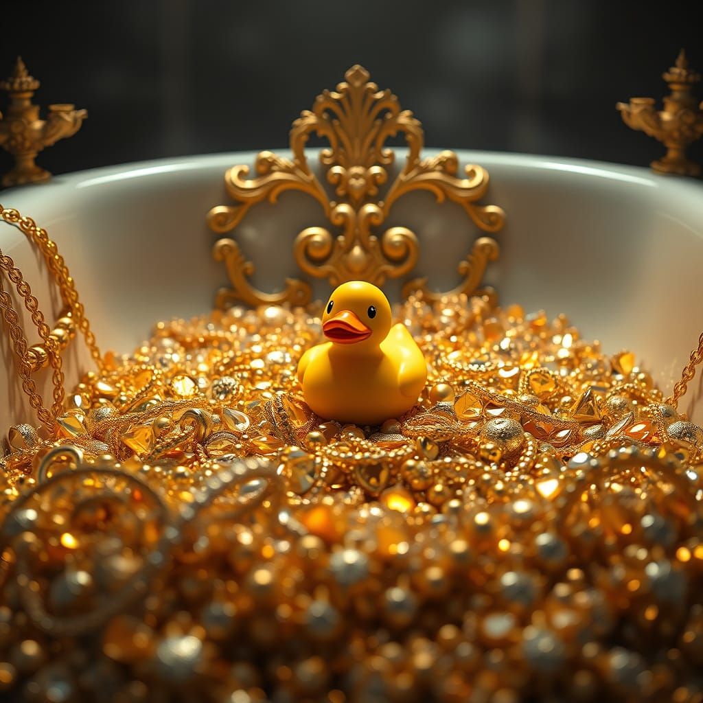 Golden Treasure Trove with Regal Rubber Duck