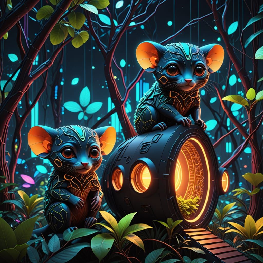 Tarsiers in a Futuristic Treehouse Sanctuary