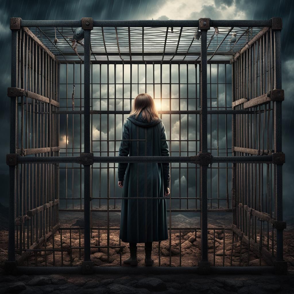 Woman Trapped: A Dramatic Digital Painting