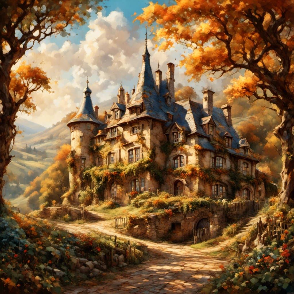 French Countryside School in Impressionist Style