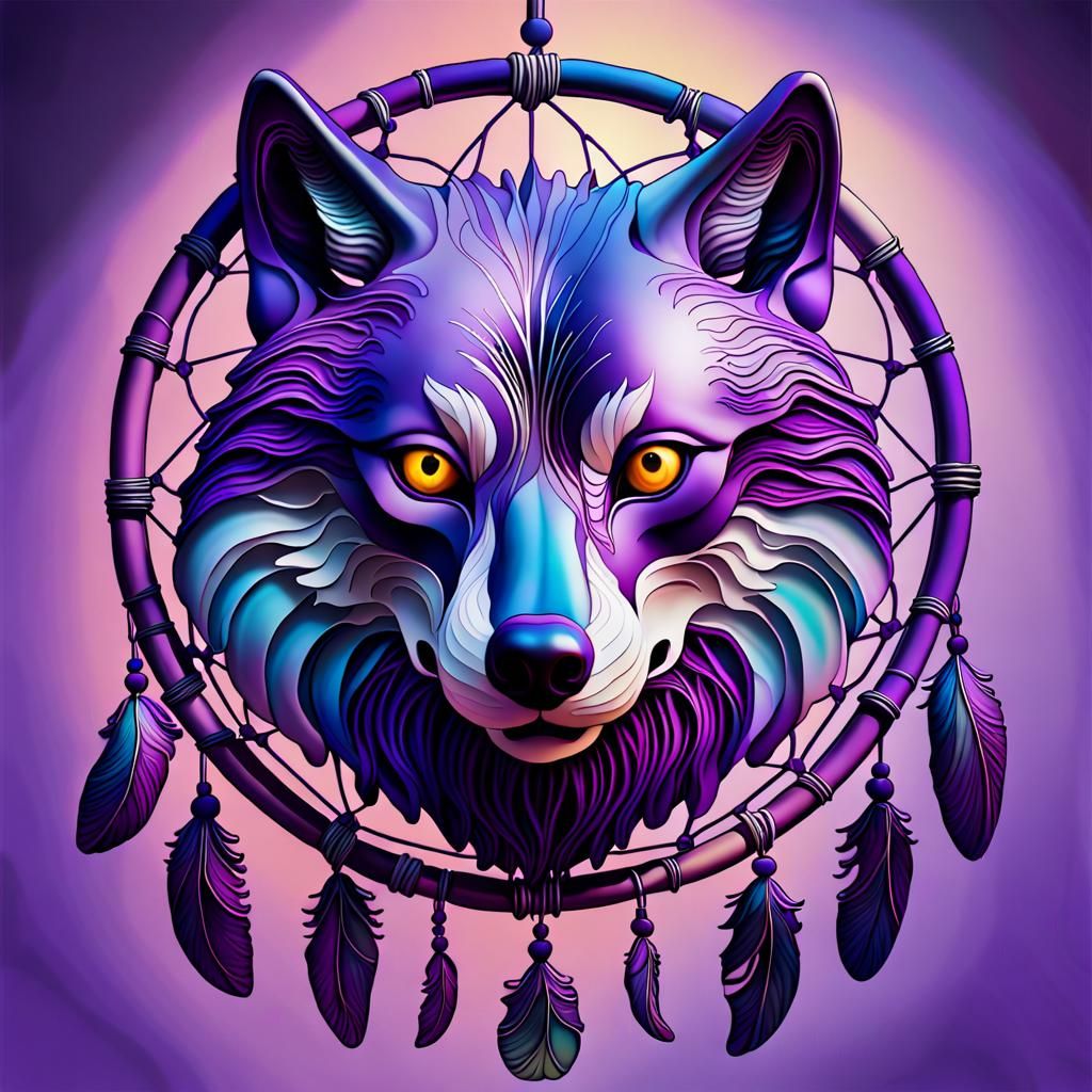 Surreal Ghost Wolf Dreamcatcher in Lyrical Abstraction