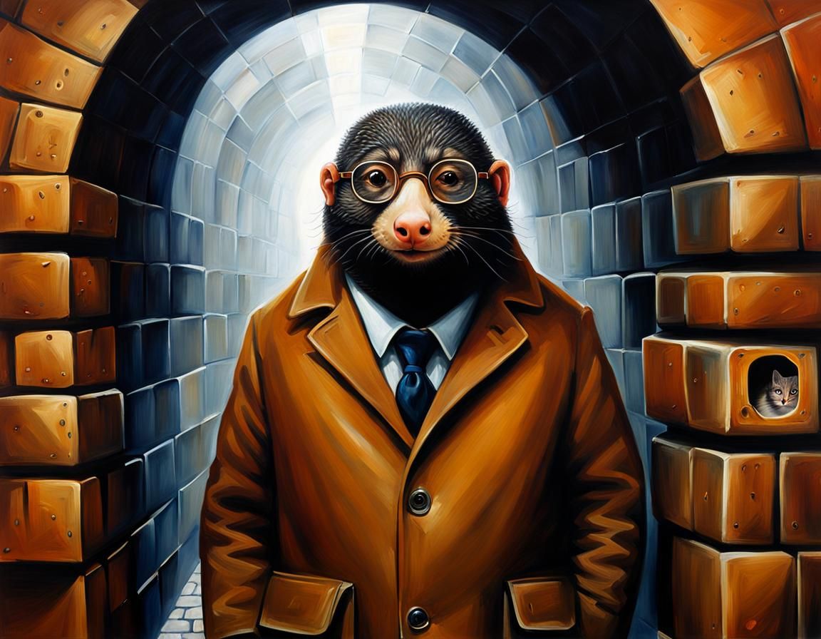 Moles Living in Underground City in Oil Painting