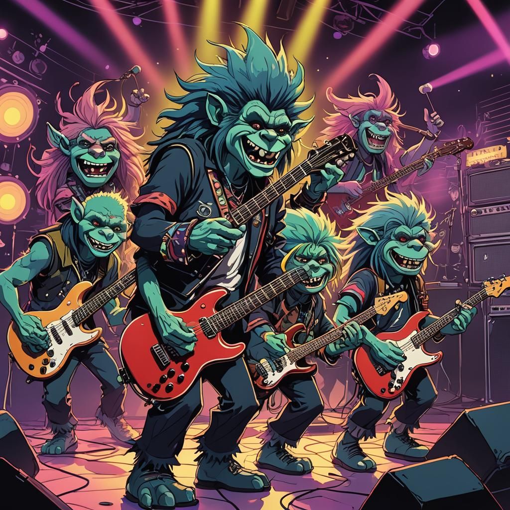 Rock and Roll Trolls in Anime Style