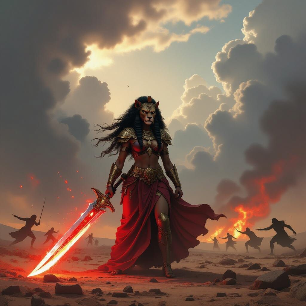 Sekhmet Goddess of War on Battlefield