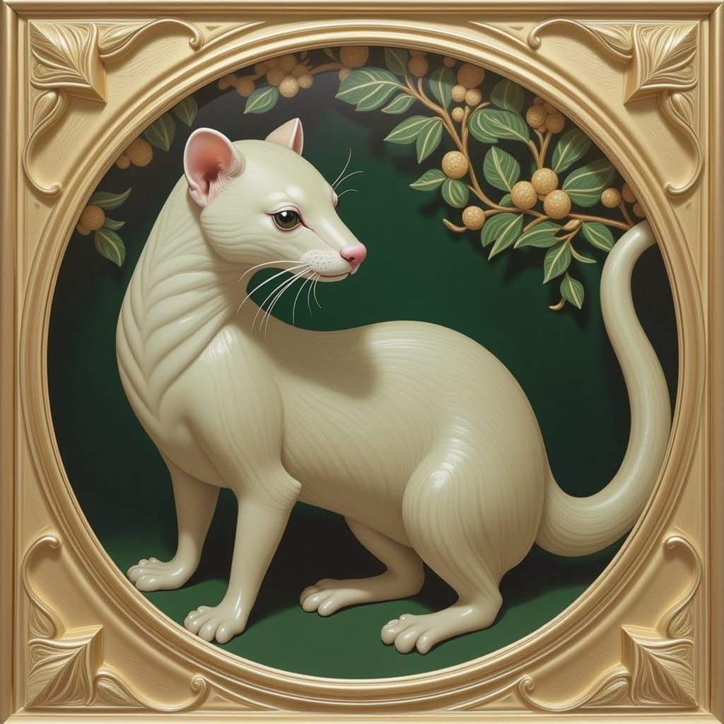 Elegant Ferret in Art Deco Style
