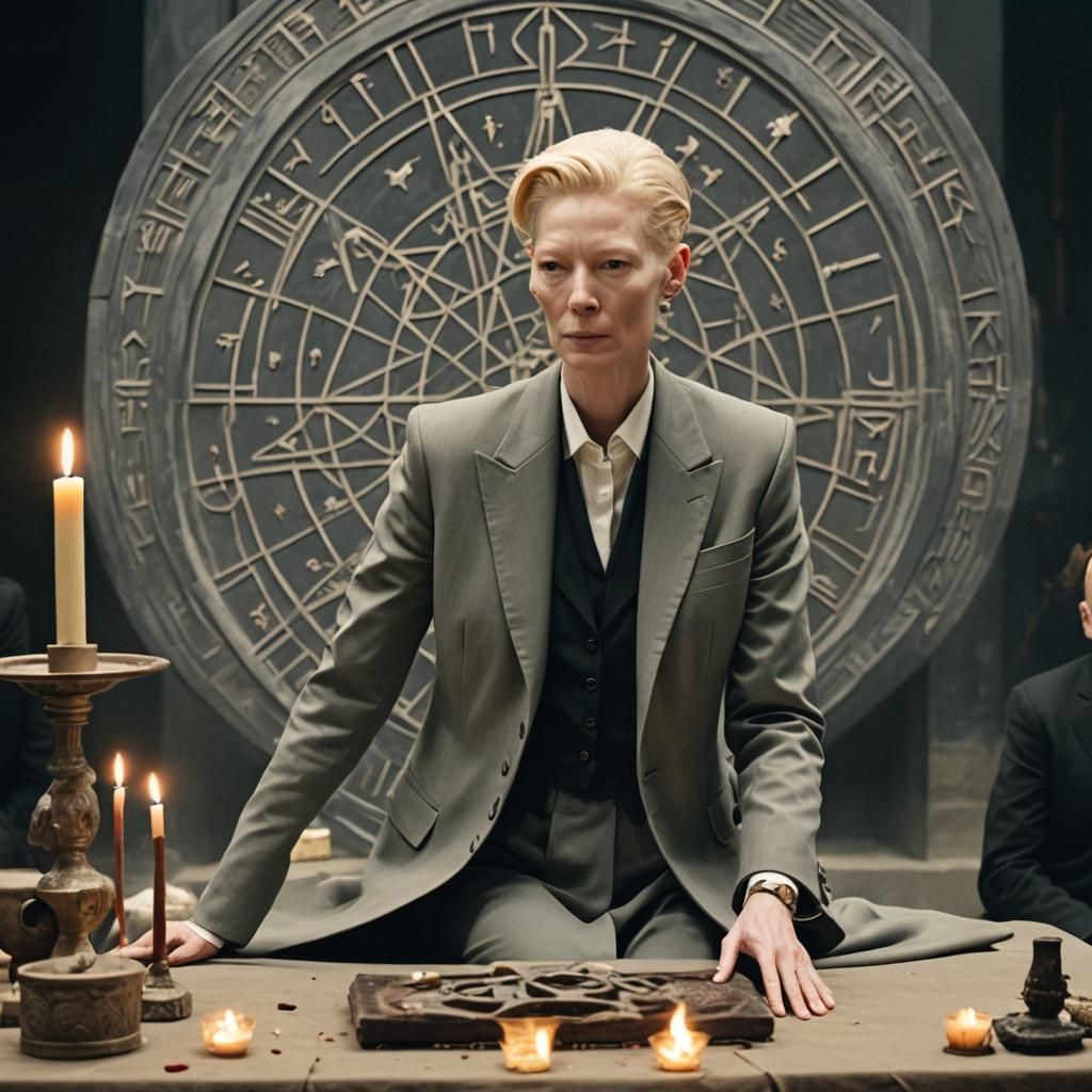 Occult Ceremony Led by Mysterious Figure