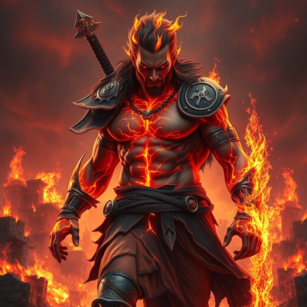 Hyper-Realistic Warrior Emerges from Inferno