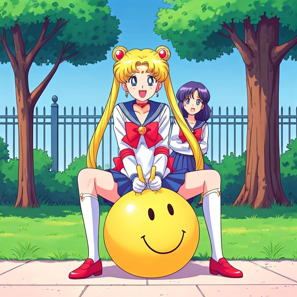 Sailor Moon on Hopper Ball in Anime Style