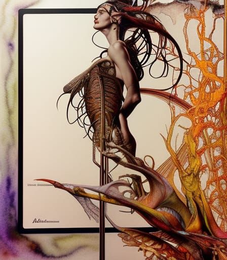 Ethereal Ornate Drawing in Watercolor Style