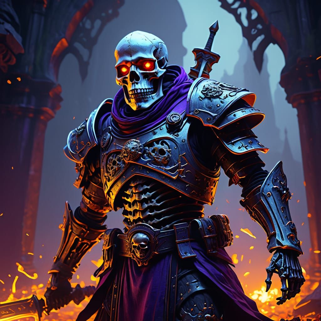 Ethereal Dark Fantasy Battlefield in a Kaleidoscope of Purpl...