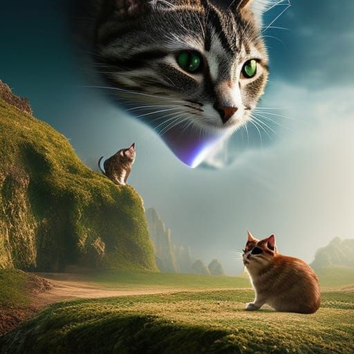 Dramatic Cat Silhouette with Mouse