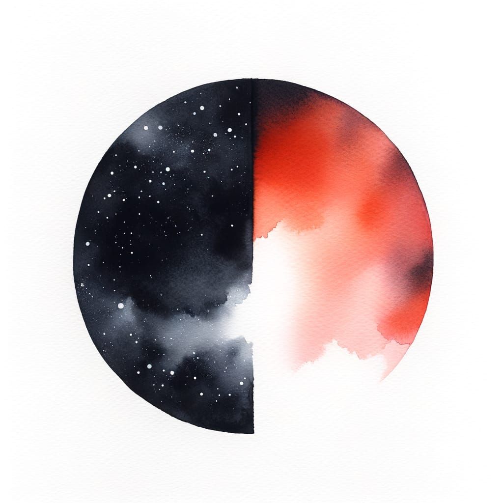 Minimalist Watercolor: Night vs. Day Abstract