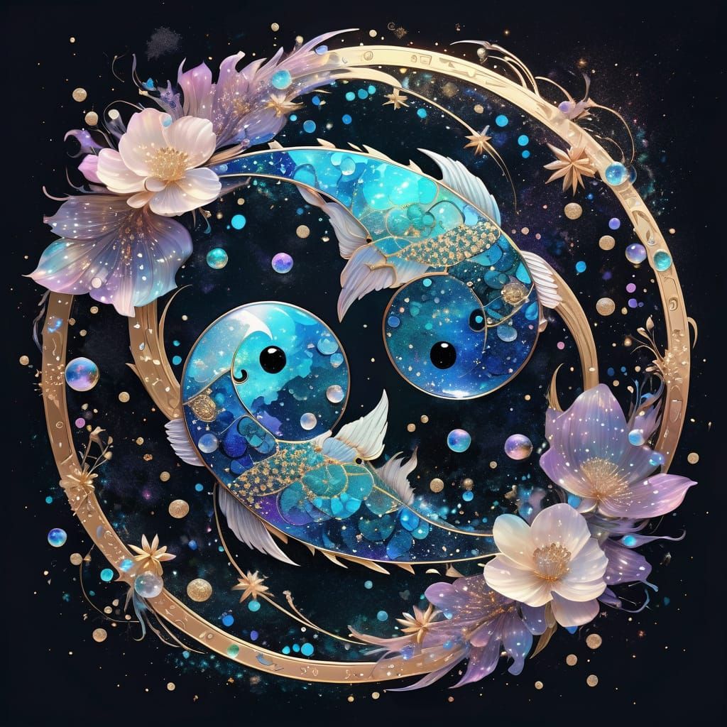 Ethereal Yin Yang Zodiac in Shimmering Metallic Hues
