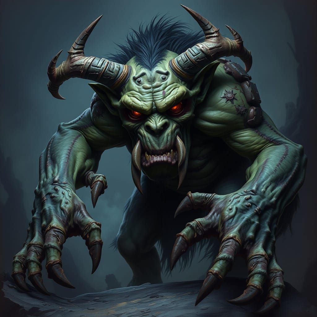 Demonic Troll Portrait in Dark Fantasy Style