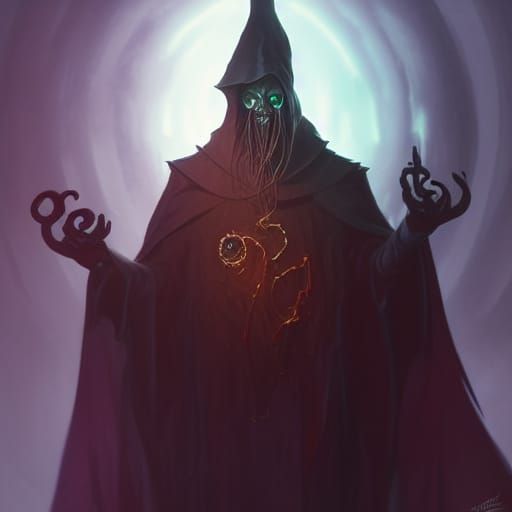 Clockwork Illithid in Dark Fantasy Style