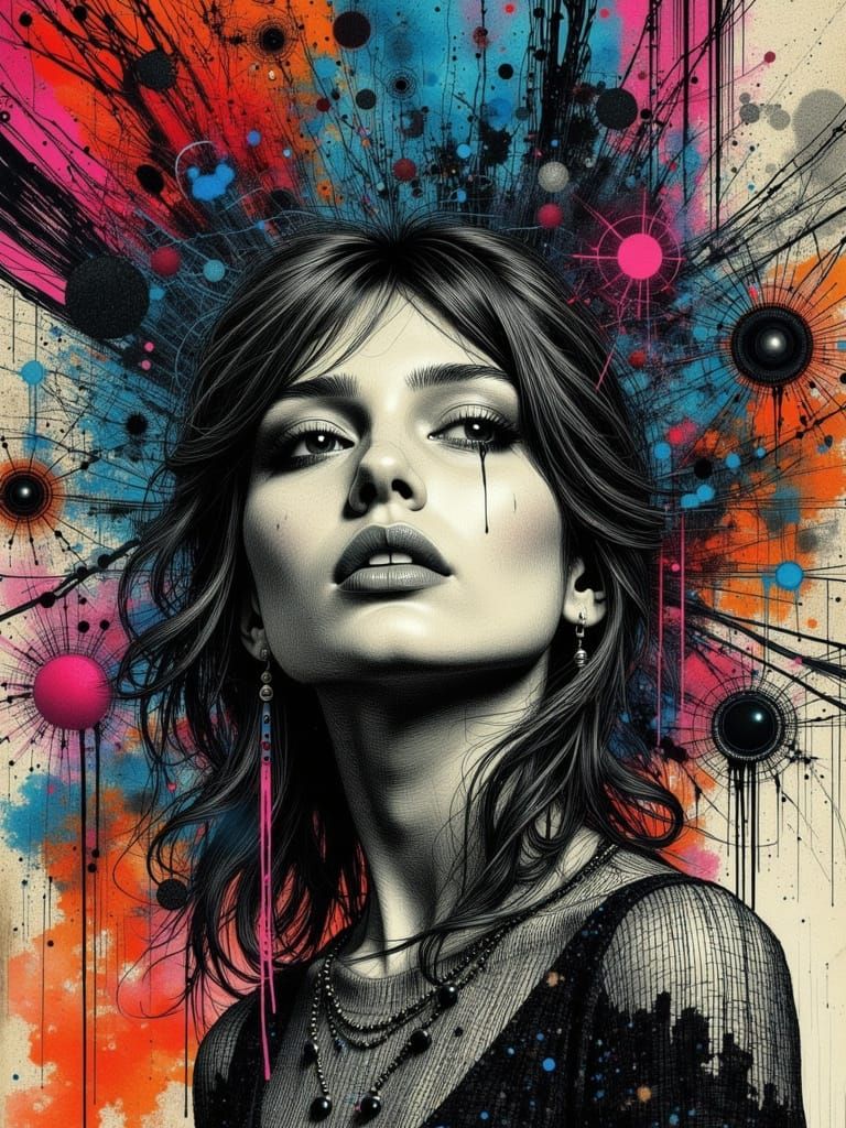 Gothic Griefcore Woman in Abstract Surreal Style