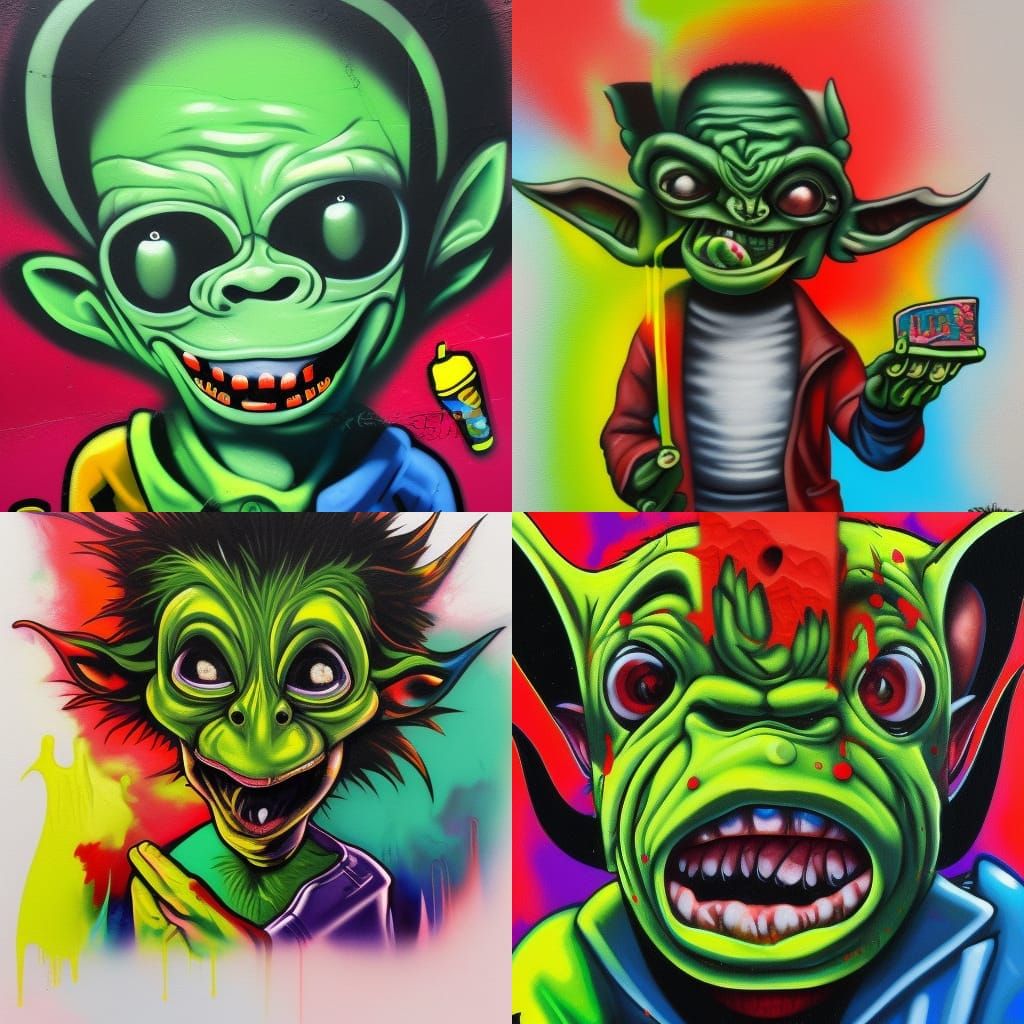 Colorful Money Goblin Graffiti Art