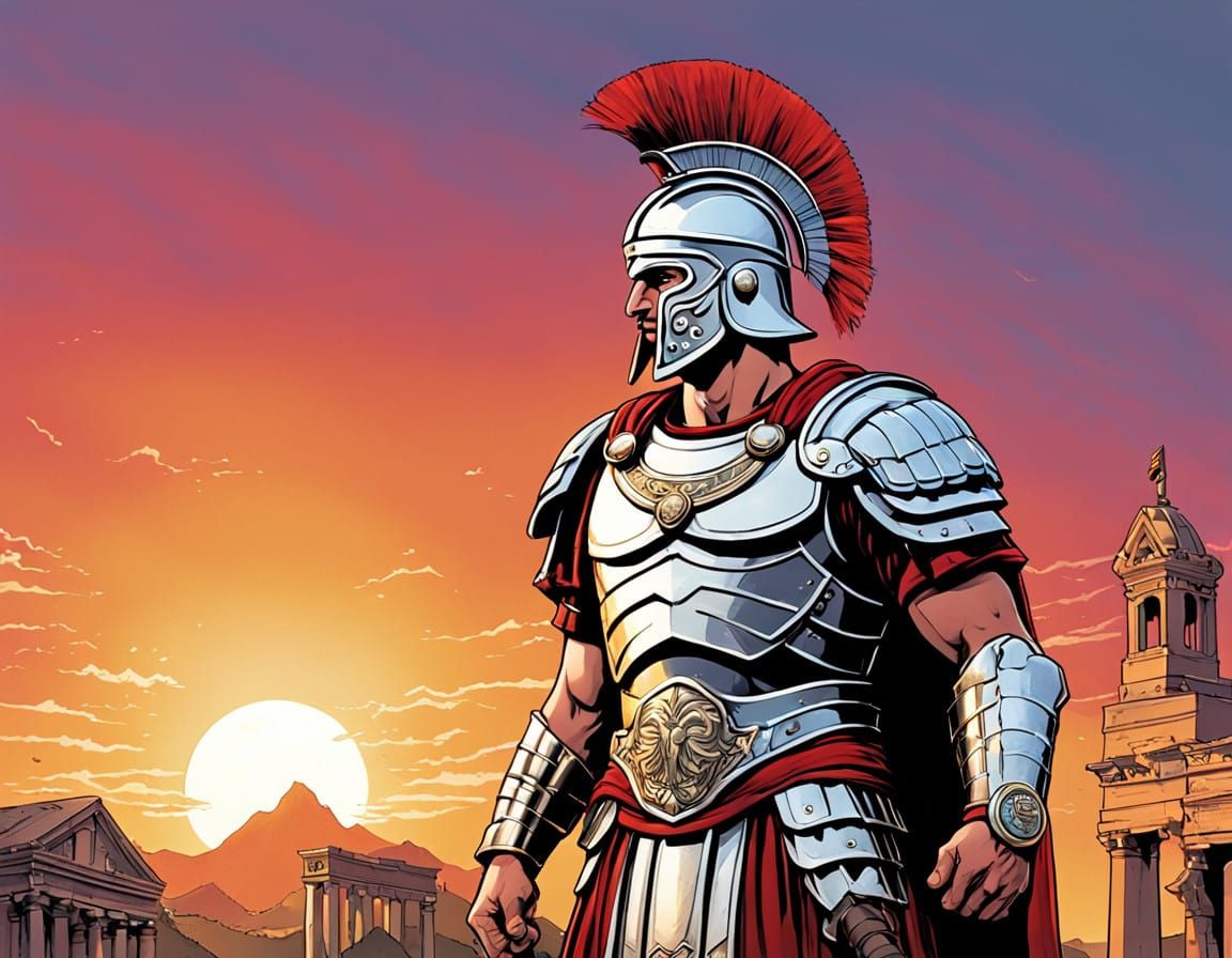 Roman Centurion in Comic Book Style