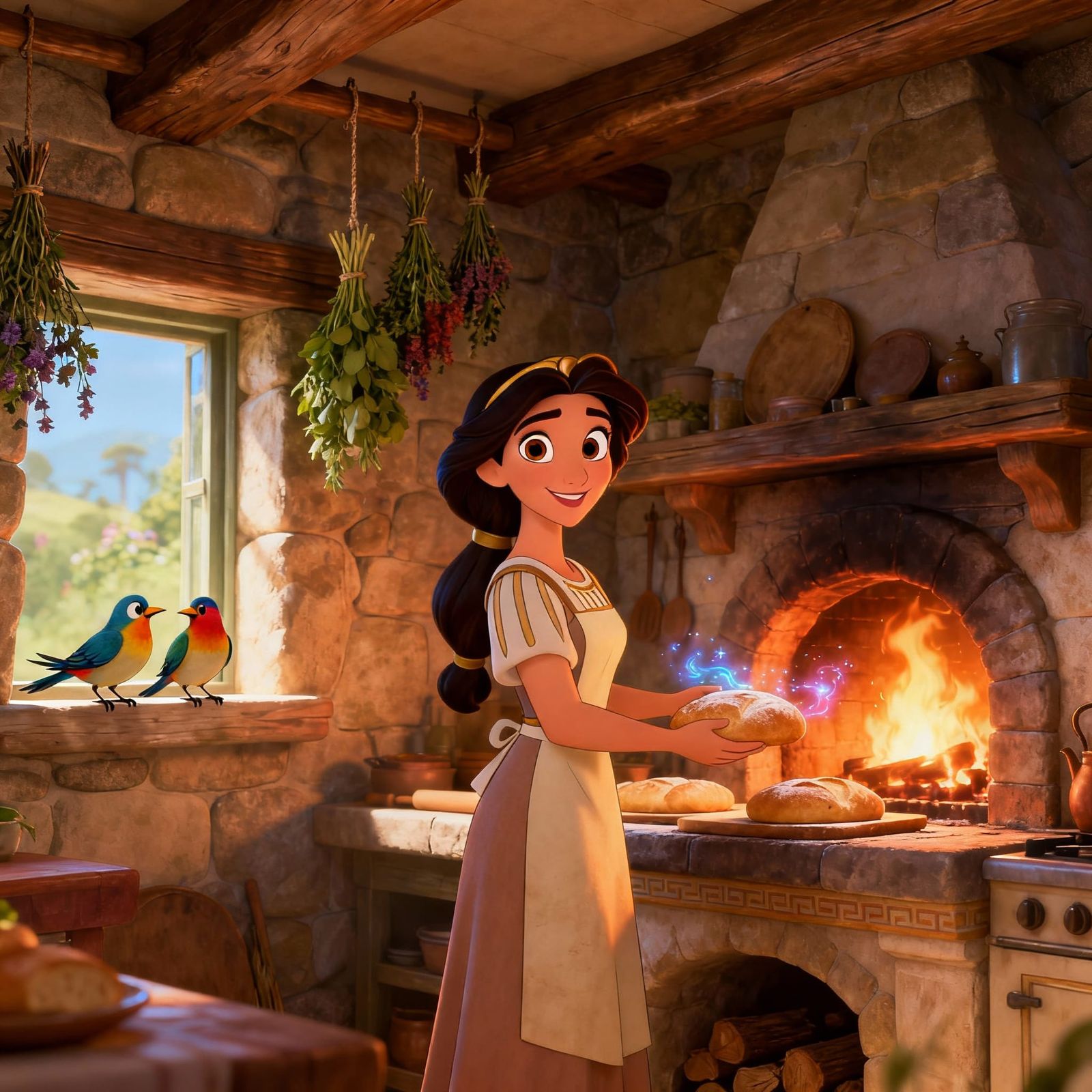 Disney Style Hestia, Goddess of Hearth, Baking Bread